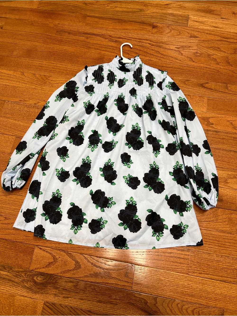 Floral Smocked Neck dress with Black Flowers pretty little things NWOT